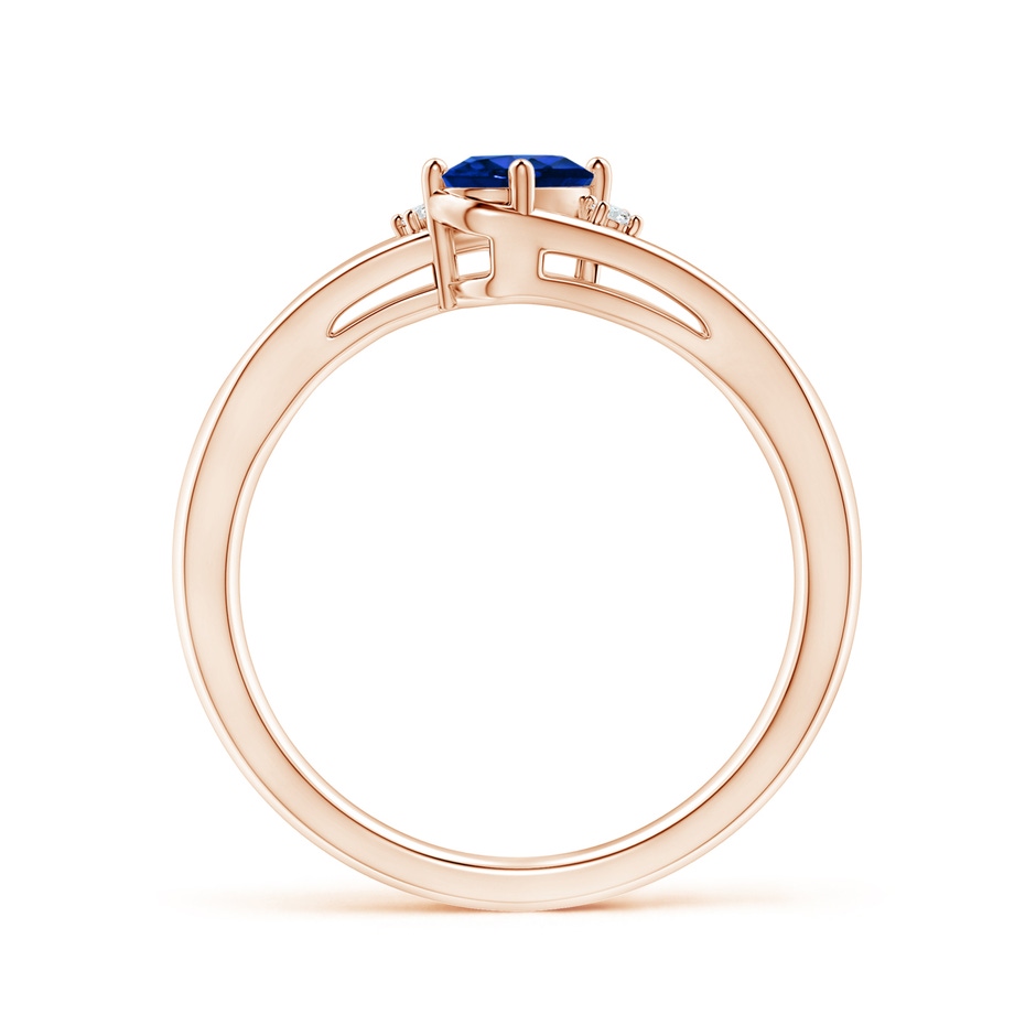 6x4mm Lab-Grown Blue Sapphire and Diamond Split Shank Ring in Rose Gold side 199
