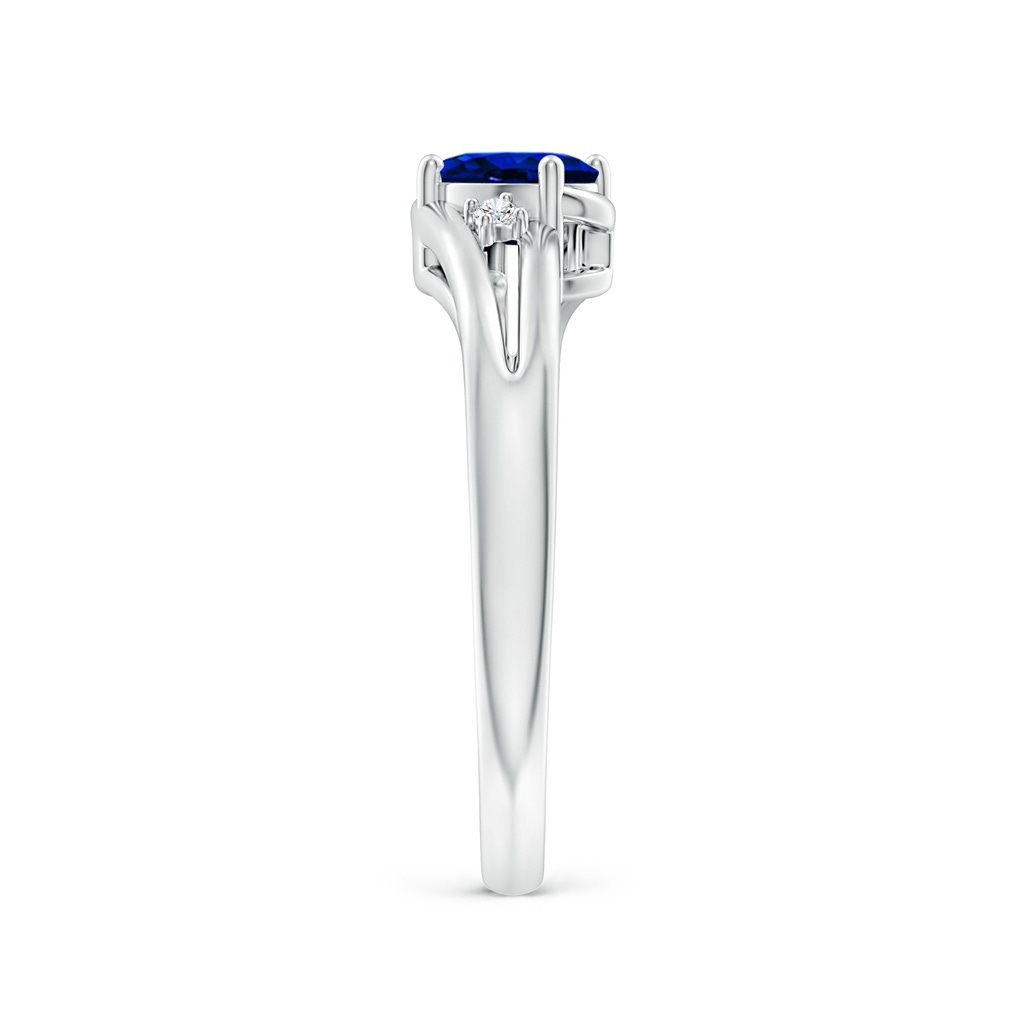 6x4mm AAAA Blue Sapphire and Diamond Split Shank Ring in White Gold Side 299