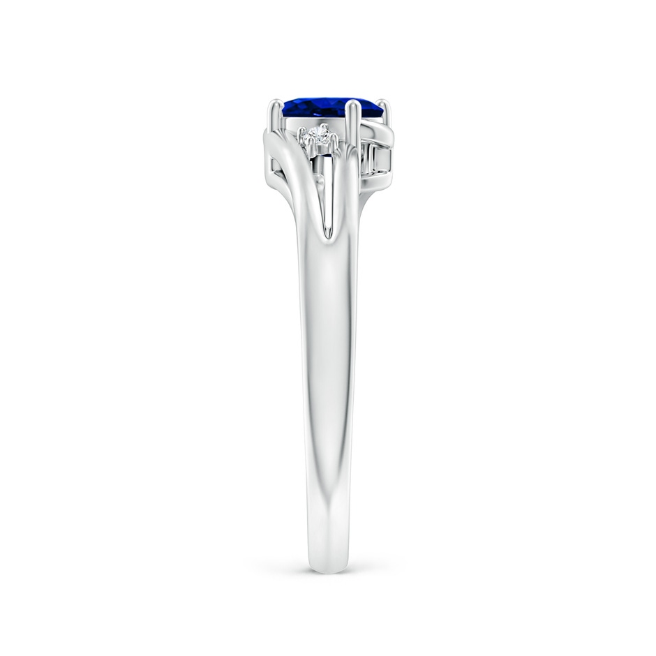 6x4mm AAAA Blue Sapphire and Diamond Split Shank Ring in White Gold side 299