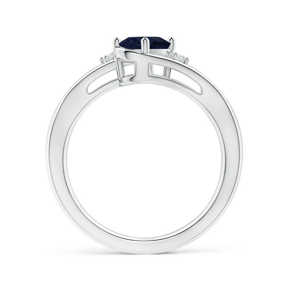 7x5mm A Blue Sapphire and Diamond Split Shank Ring in P950 Platinum side 199