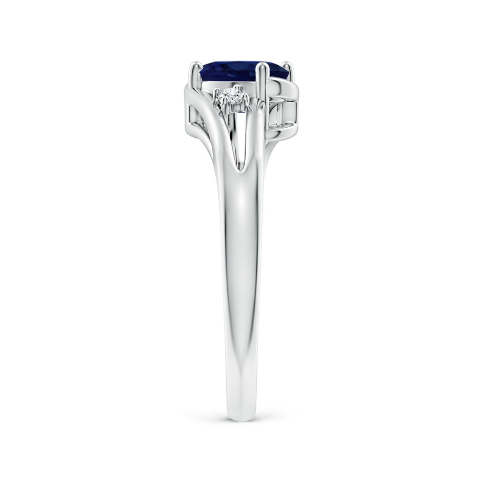 7x5mm A Blue Sapphire and Diamond Split Shank Ring in P950 Platinum side 299