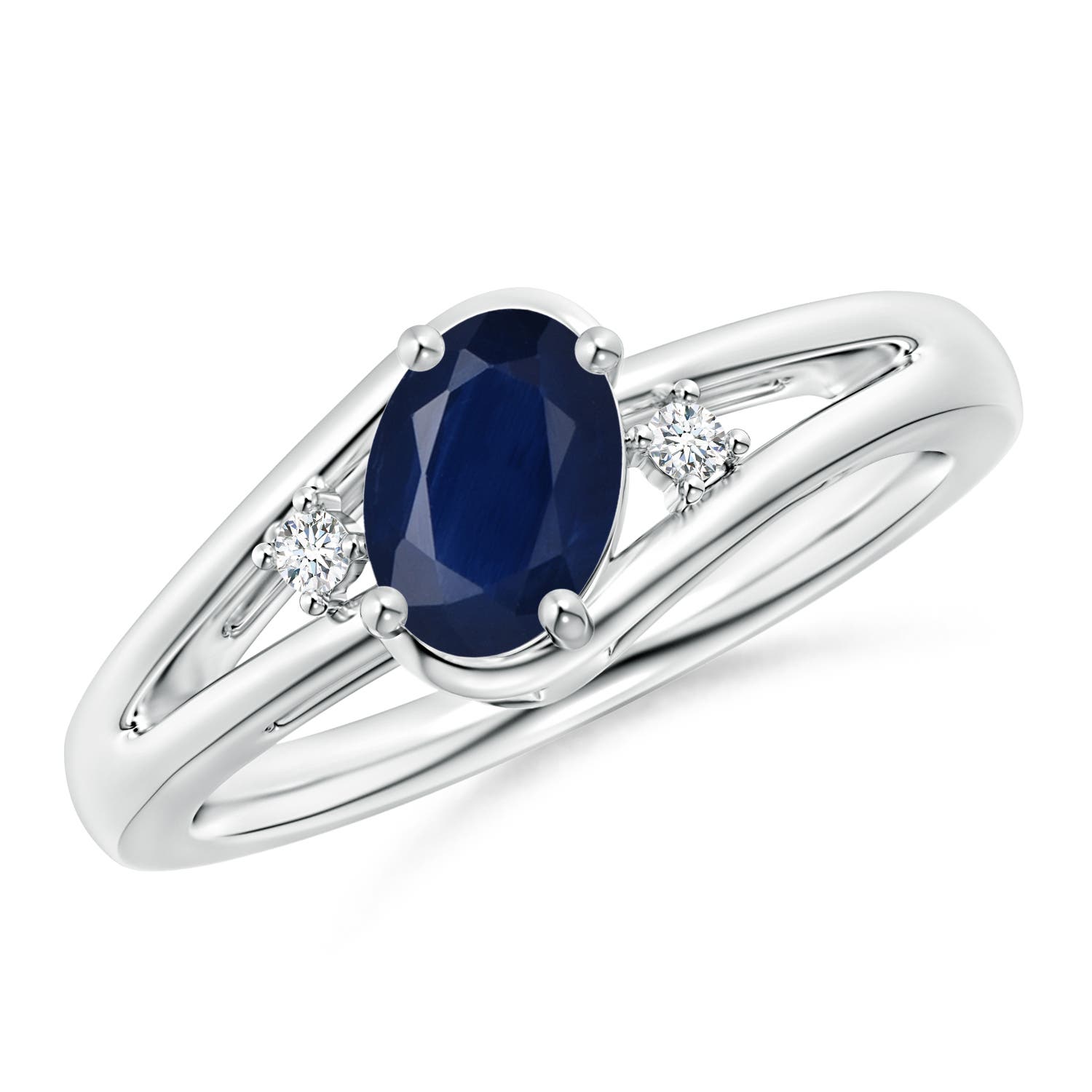 A - Blue Sapphire / 0.89 CT / 14 KT White Gold