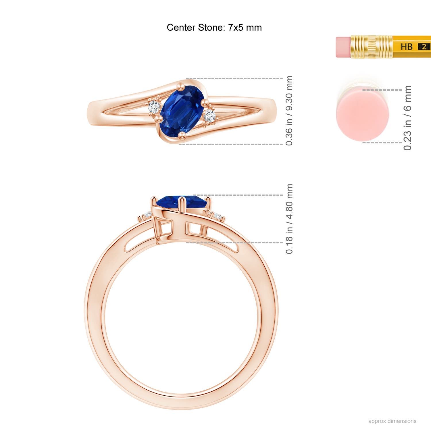 AAA - Blue Sapphire / 0.89 CT / 14 KT Rose Gold