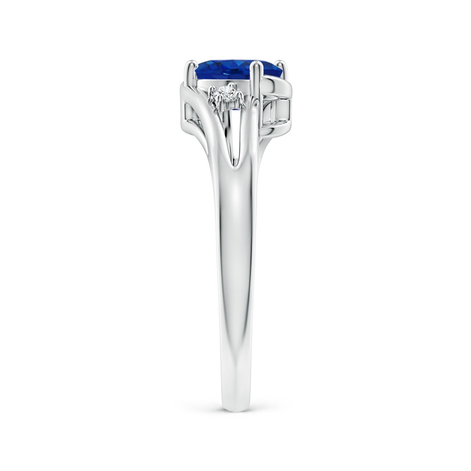 7x5mm AAA Blue Sapphire and Diamond Split Shank Ring in White Gold side 299