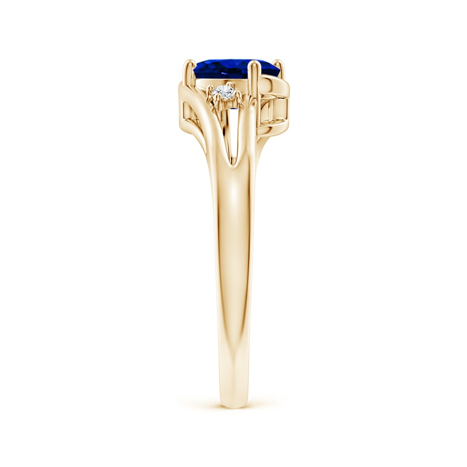 7x5mm Lab-Grown Blue Sapphire and Diamond Split Shank Ring in 9K Yellow Gold side 299