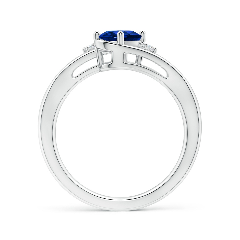 7x5mm AAAA Blue Sapphire and Diamond Split Shank Ring in P950 Platinum side 199