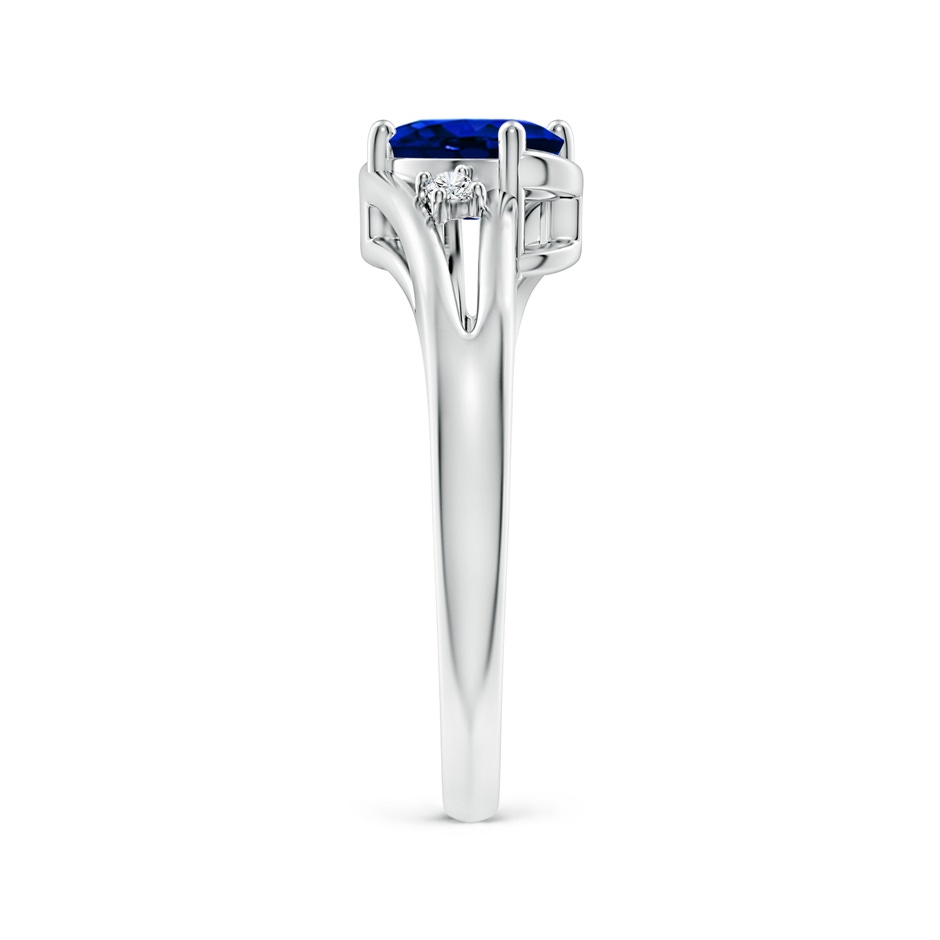 7x5mm Lab-Grown Blue Sapphire and Diamond Split Shank Ring in White Gold side 299