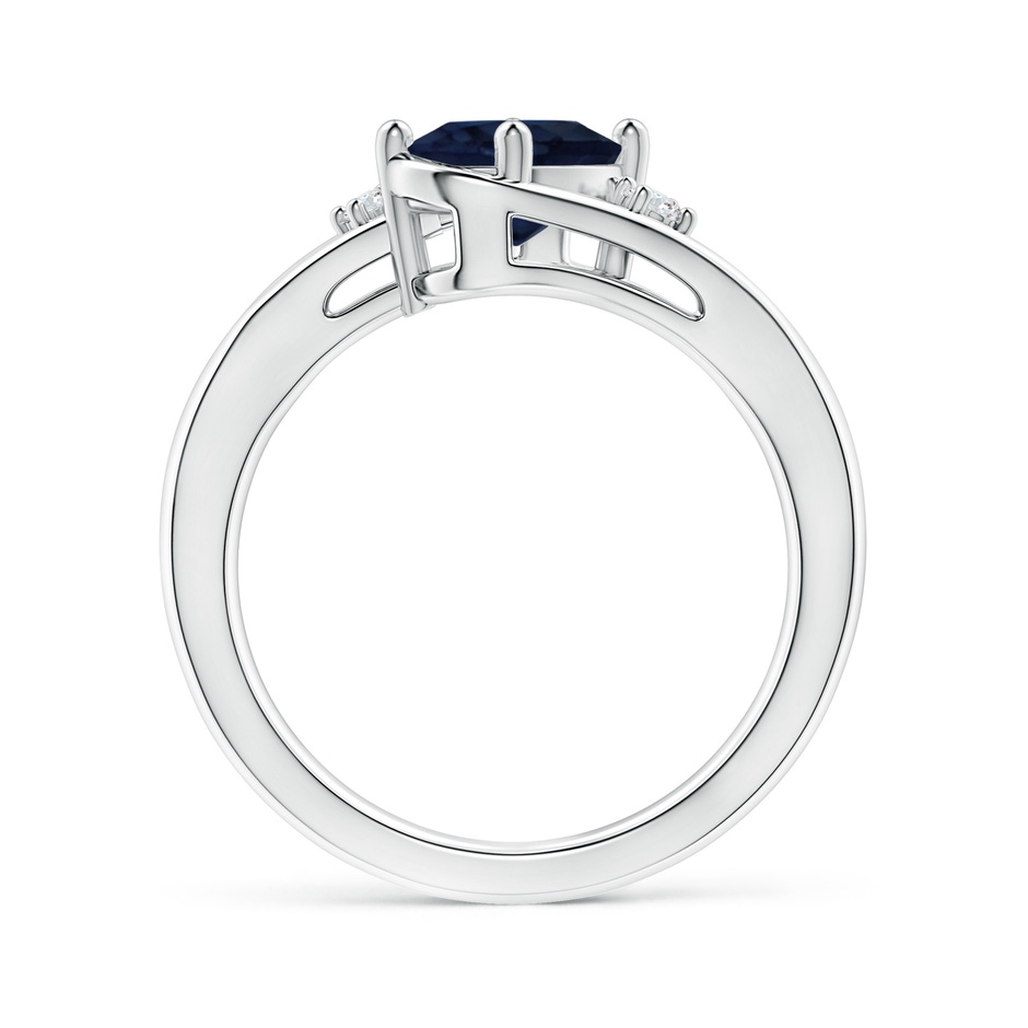 8x6mm A Blue Sapphire and Diamond Split Shank Ring in P950 Platinum side 199