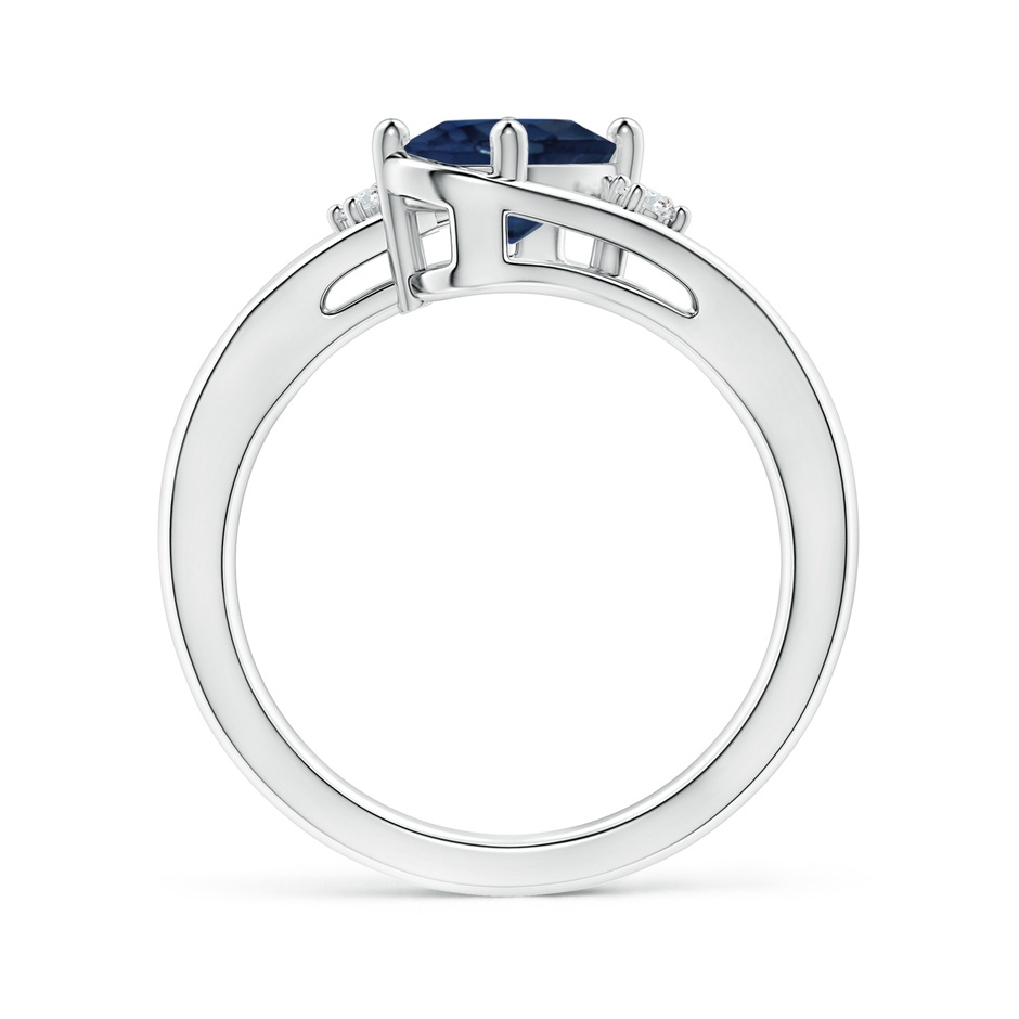 8x6mm AA Blue Sapphire and Diamond Split Shank Ring in P950 Platinum side 199