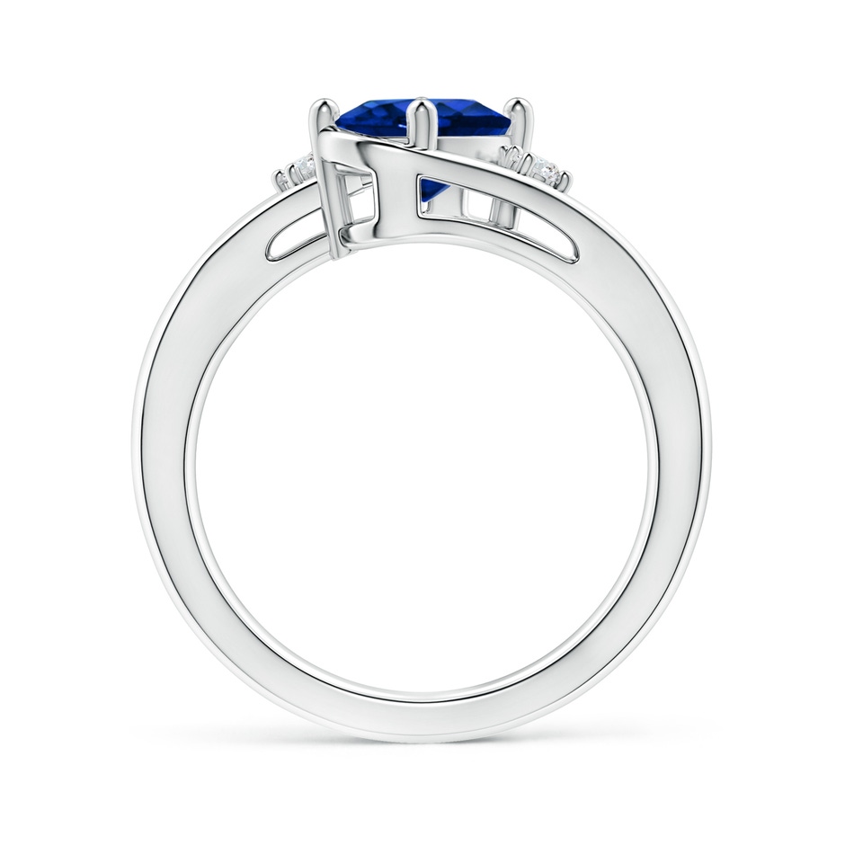 8x6mm AAAA Blue Sapphire and Diamond Split Shank Ring in P950 Platinum side 199