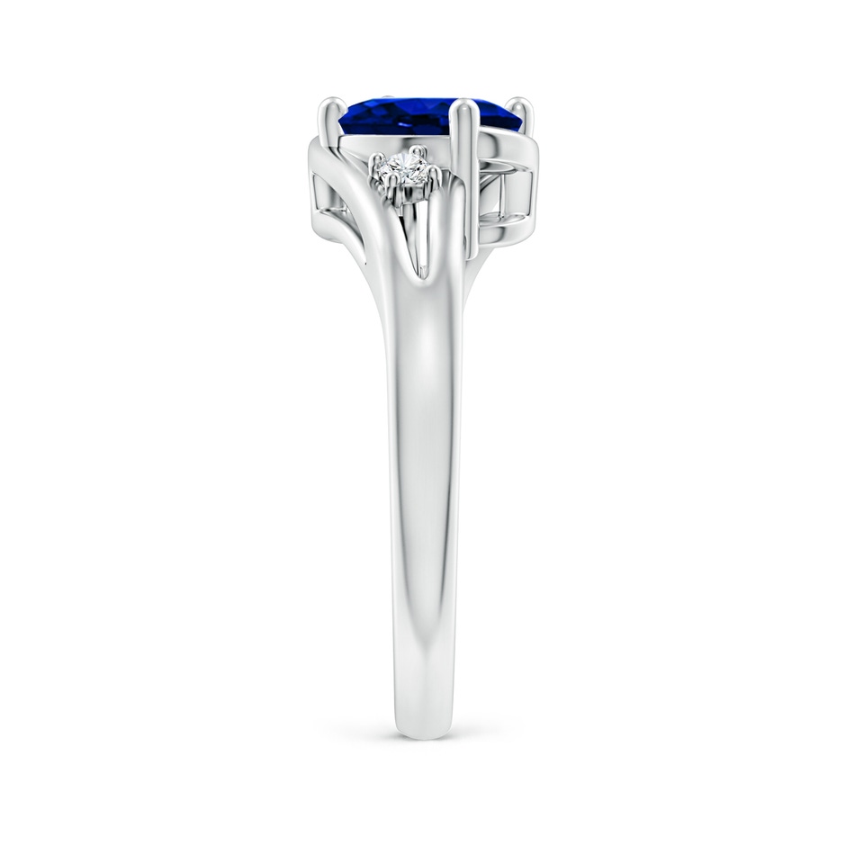 8x6mm AAAA Blue Sapphire and Diamond Split Shank Ring in P950 Platinum side 299
