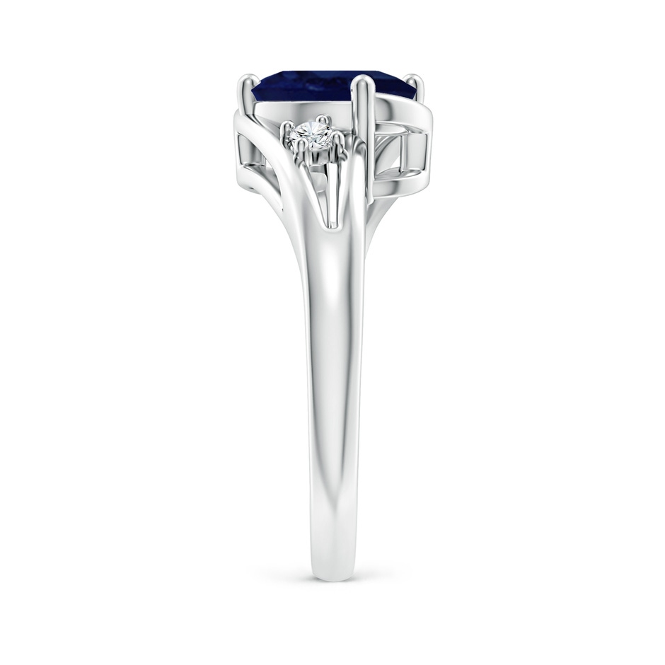 9x7mm A Blue Sapphire and Diamond Split Shank Ring in P950 Platinum side 299