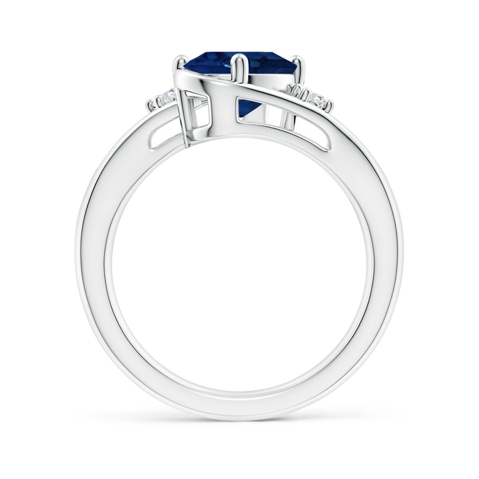 9x7mm AA Blue Sapphire and Diamond Split Shank Ring in White Gold side 199