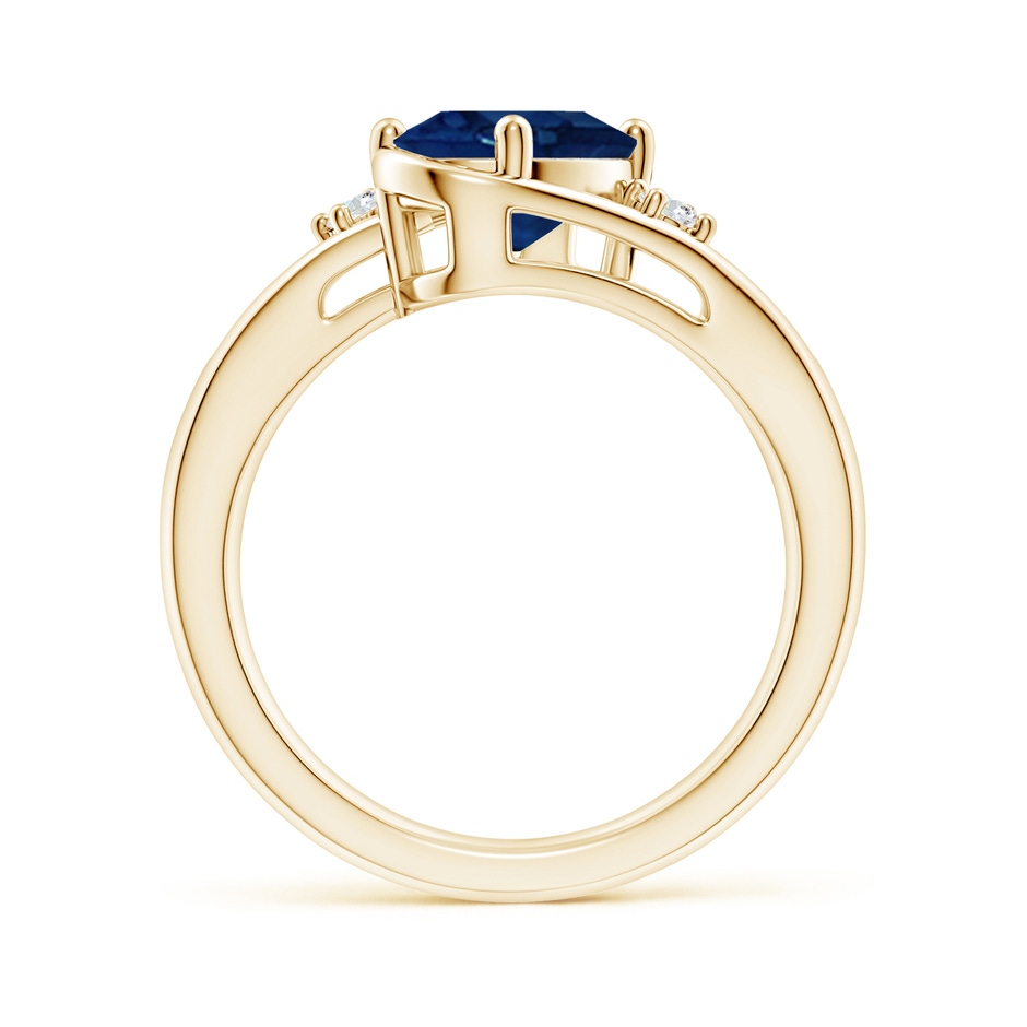 9x7mm AA Blue Sapphire and Diamond Split Shank Ring in Yellow Gold side 199