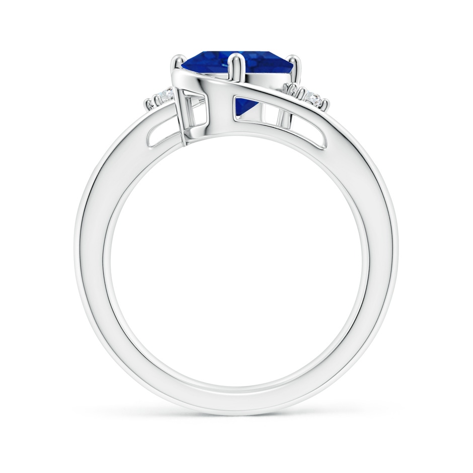 9x7mm AAA Blue Sapphire and Diamond Split Shank Ring in White Gold side 199