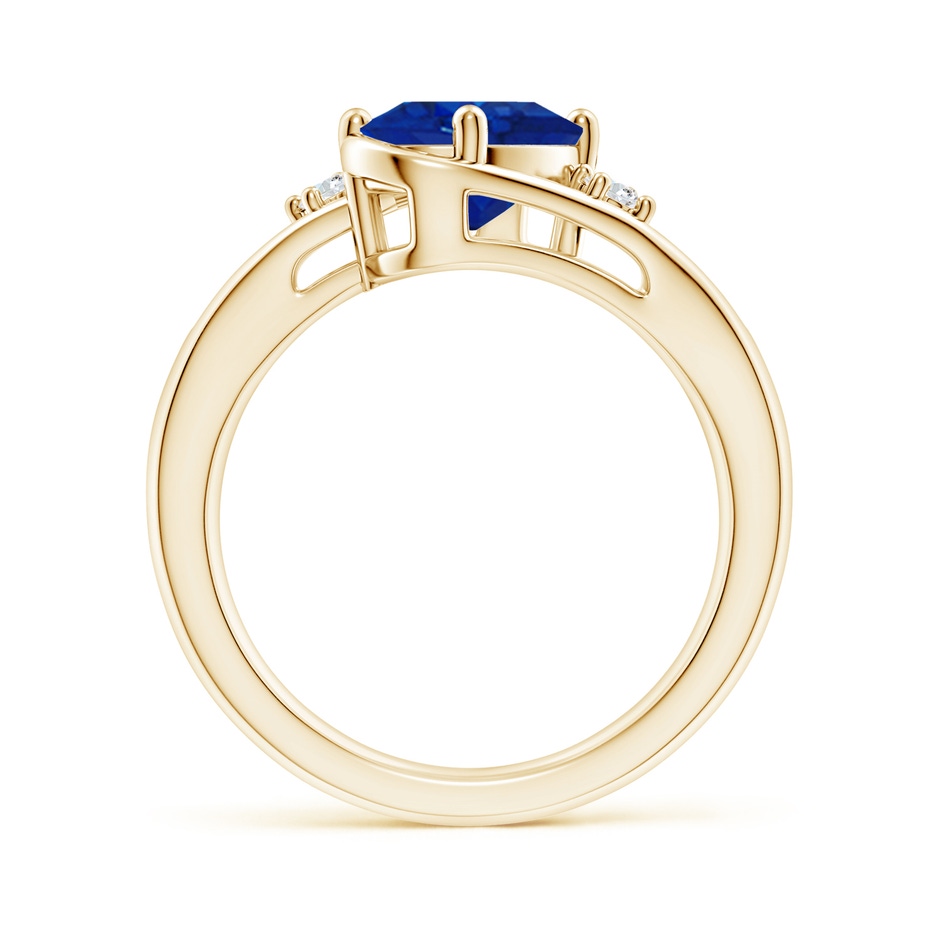 9x7mm AAA Blue Sapphire and Diamond Split Shank Ring in Yellow Gold side 199