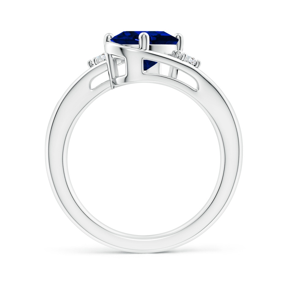 9x7mm AAAA Blue Sapphire and Diamond Split Shank Ring in P950 Platinum side 199