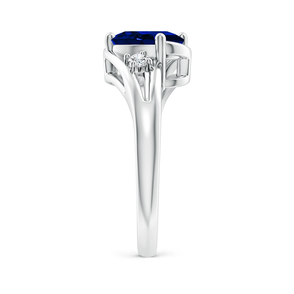 9x7mm AAAA Blue Sapphire and Diamond Split Shank Ring in P950 Platinum side 299