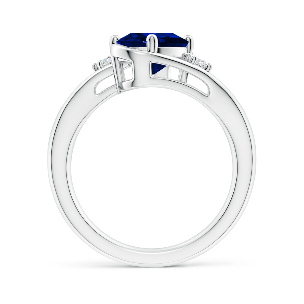 9x7mm Lab-Grown Blue Sapphire and Diamond Split Shank Ring in White Gold - side 199