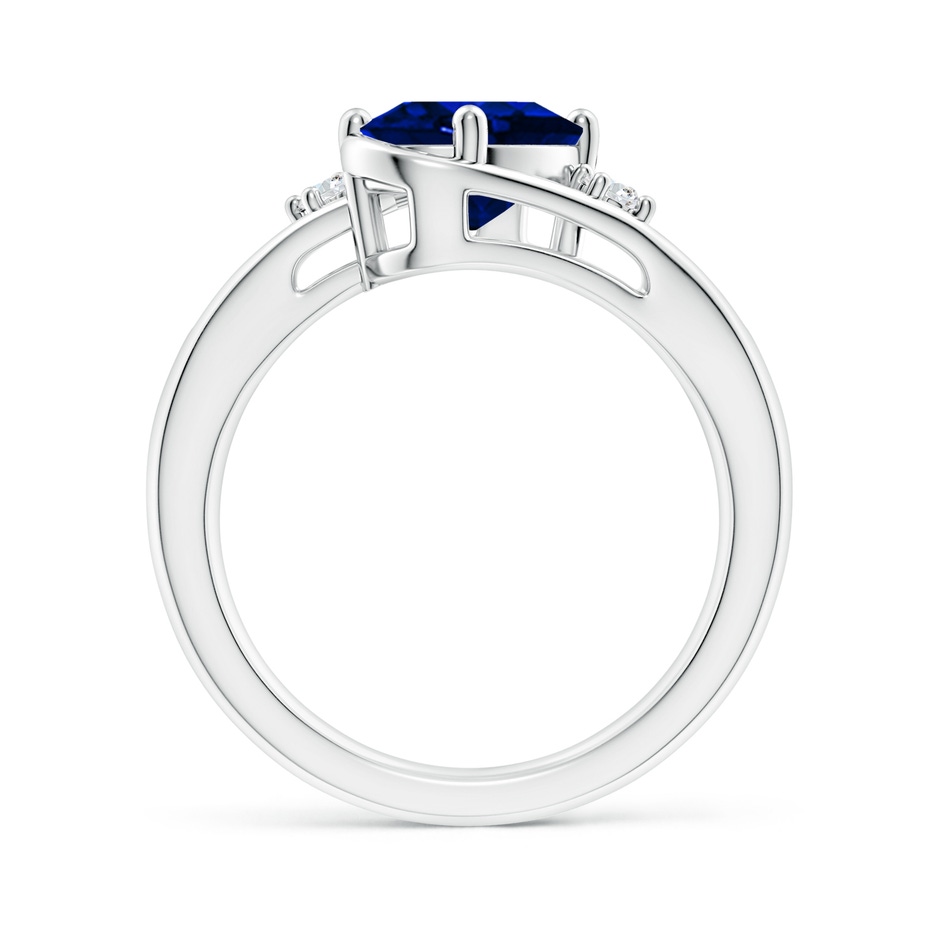 9x7mm Lab-Grown Blue Sapphire and Diamond Split Shank Ring in White Gold side 199