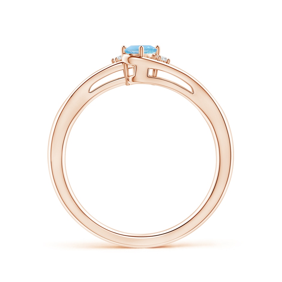 5x3mm A Swiss Blue Topaz and Diamond Split Shank Ring in Rose Gold side-1