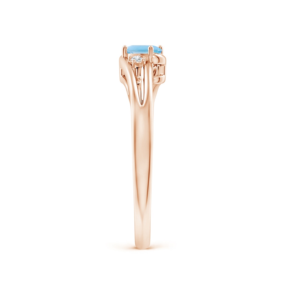 5x3mm A Swiss Blue Topaz and Diamond Split Shank Ring in Rose Gold side-2