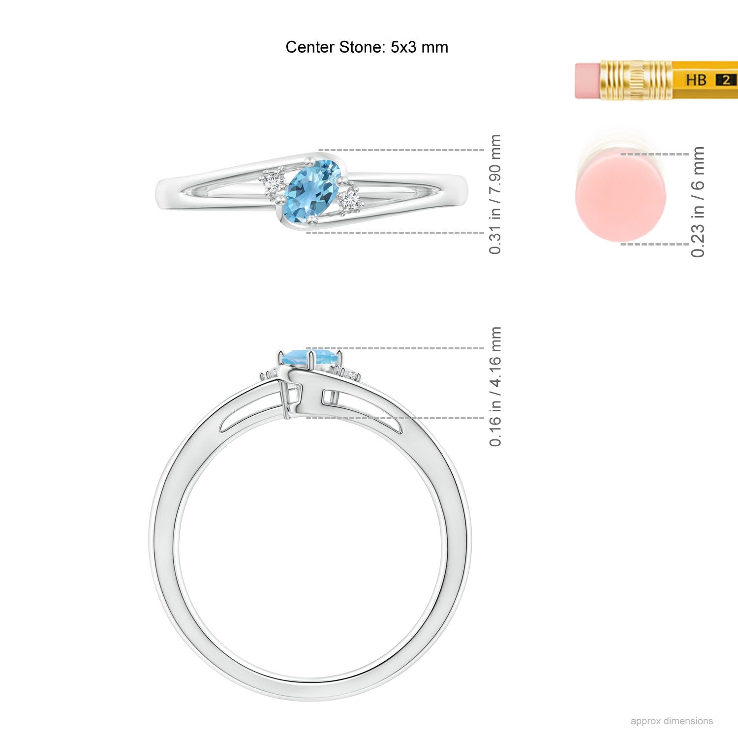 A - Swiss Blue Topaz / 0.29 CT / 14 KT White Gold