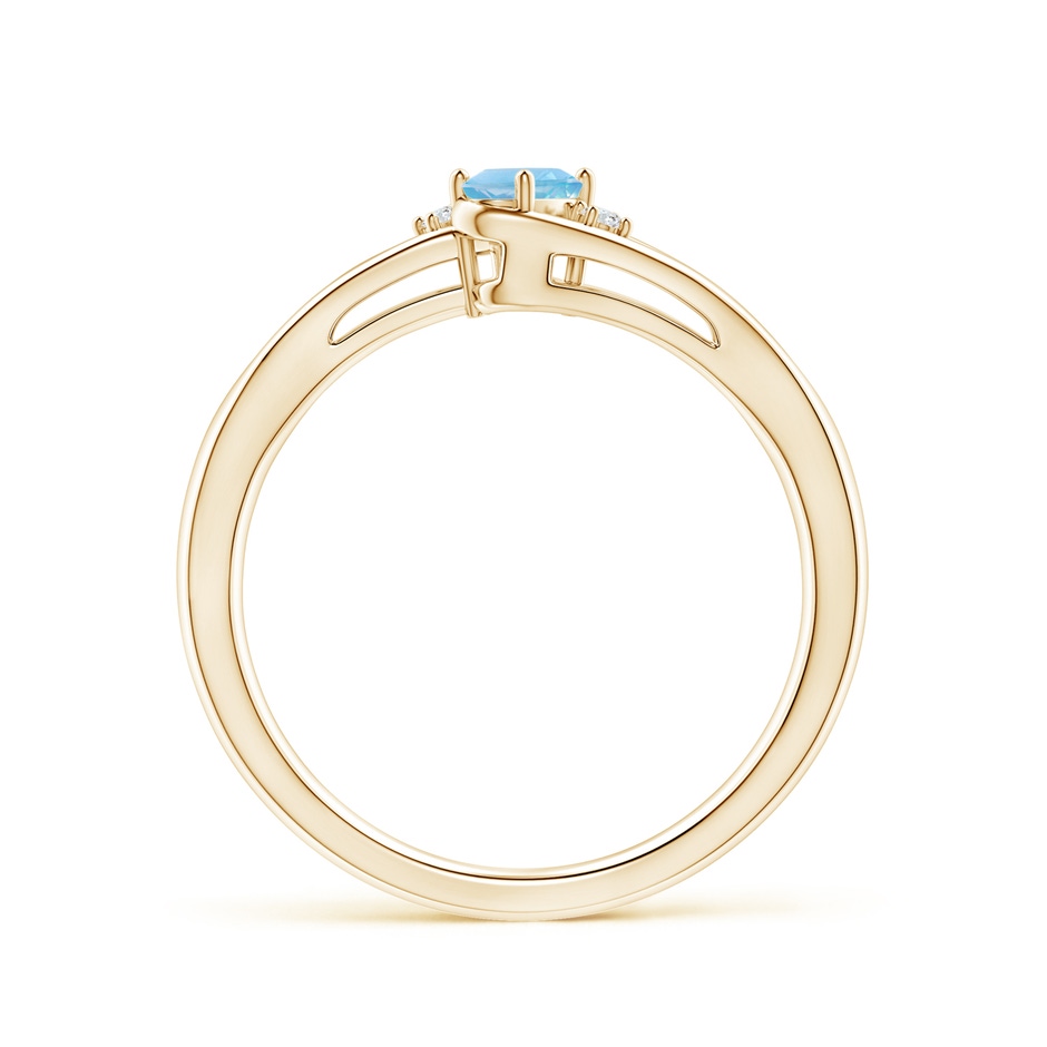 5x3mm A Swiss Blue Topaz and Diamond Split Shank Ring in Yellow Gold side-1