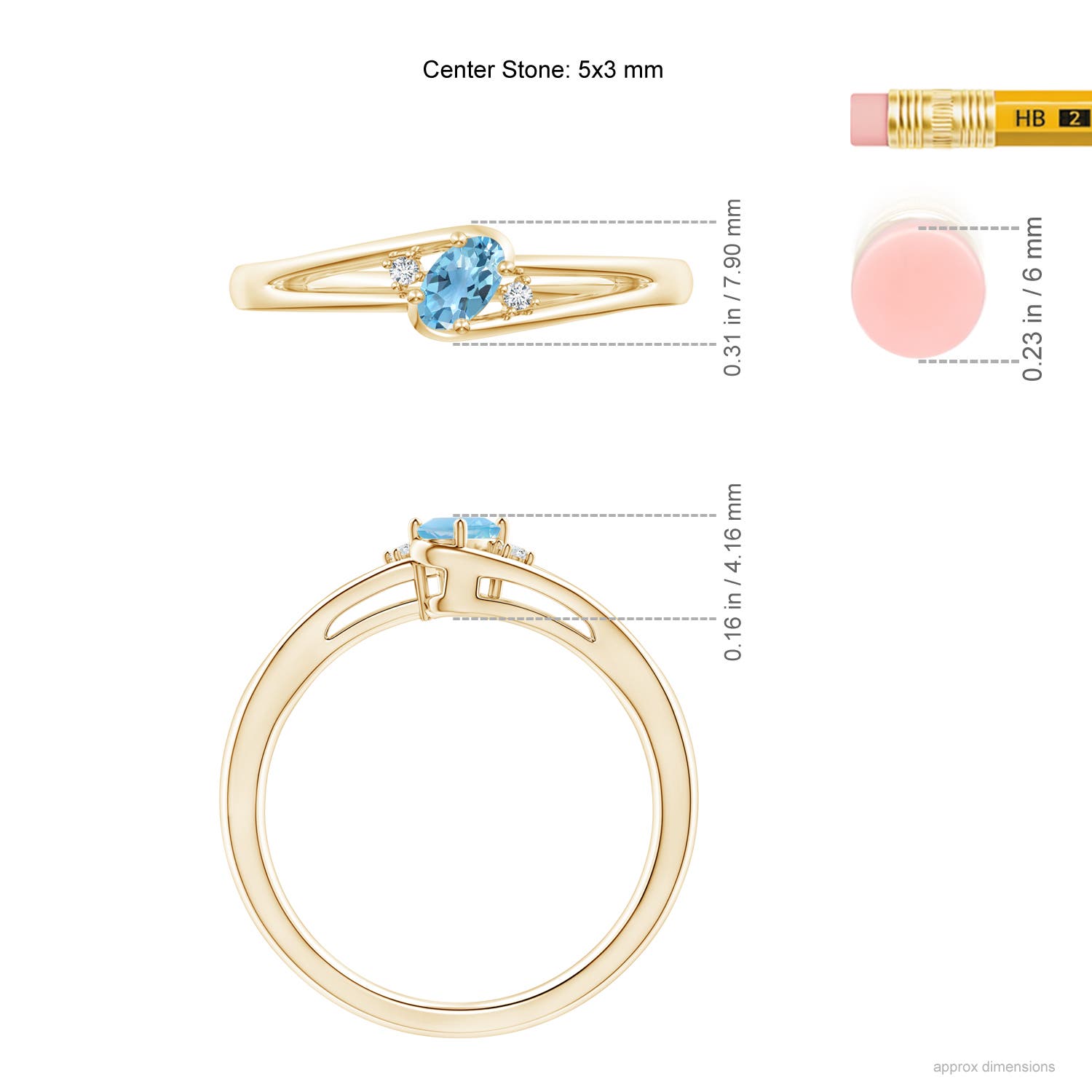 A - Swiss Blue Topaz / 0.29 CT / 14 KT Yellow Gold