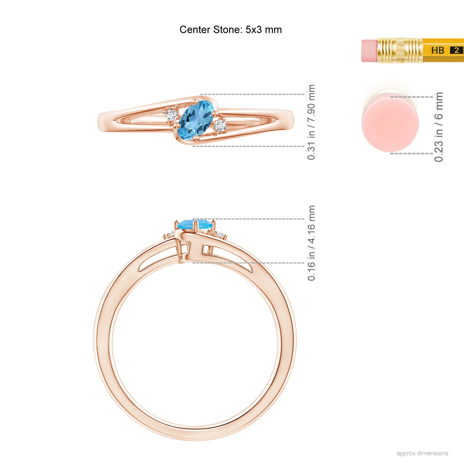 AA - Swiss Blue Topaz / 0.29 CT / 14 KT Rose Gold