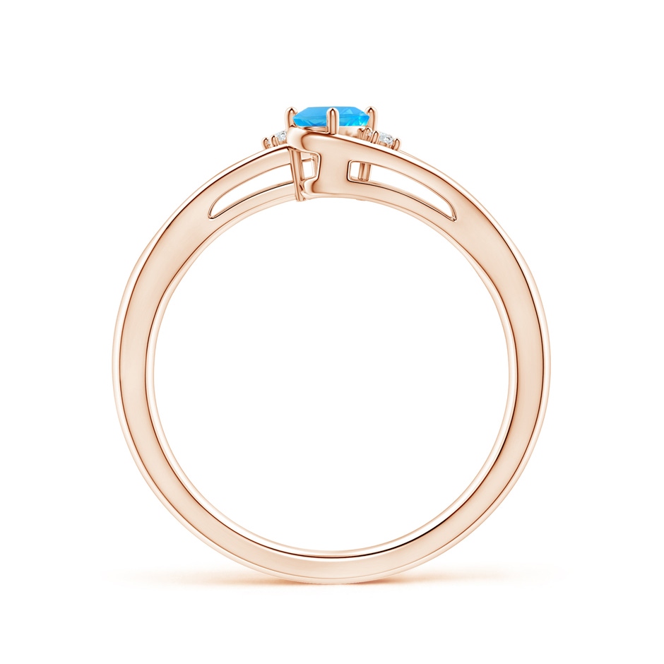5x3mm AAA Swiss Blue Topaz and Diamond Split Shank Ring in Rose Gold side-1