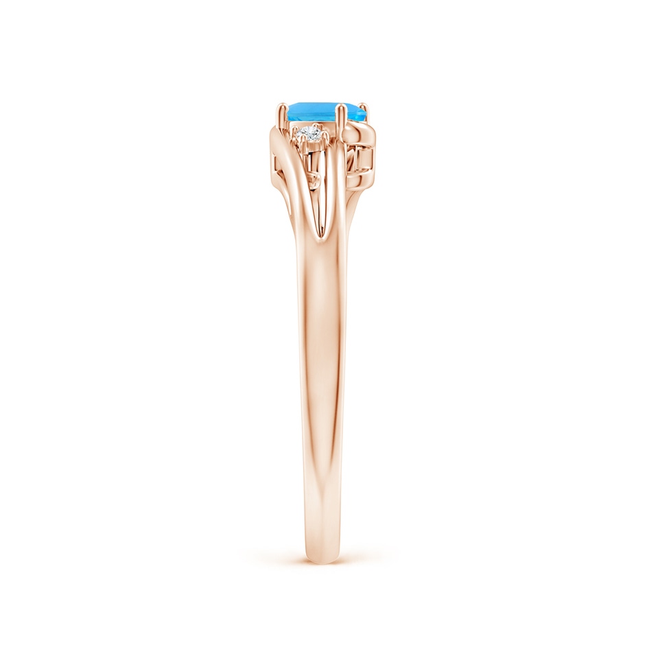 5x3mm AAA Swiss Blue Topaz and Diamond Split Shank Ring in Rose Gold side-2