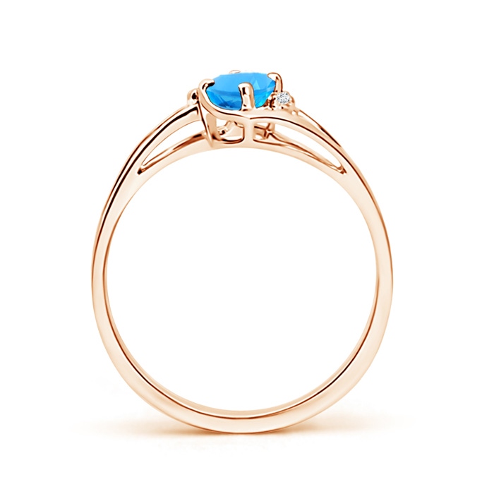 5x3mm AAAA Swiss Blue Topaz and Diamond Split Shank Ring in 9K Rose Gold product image