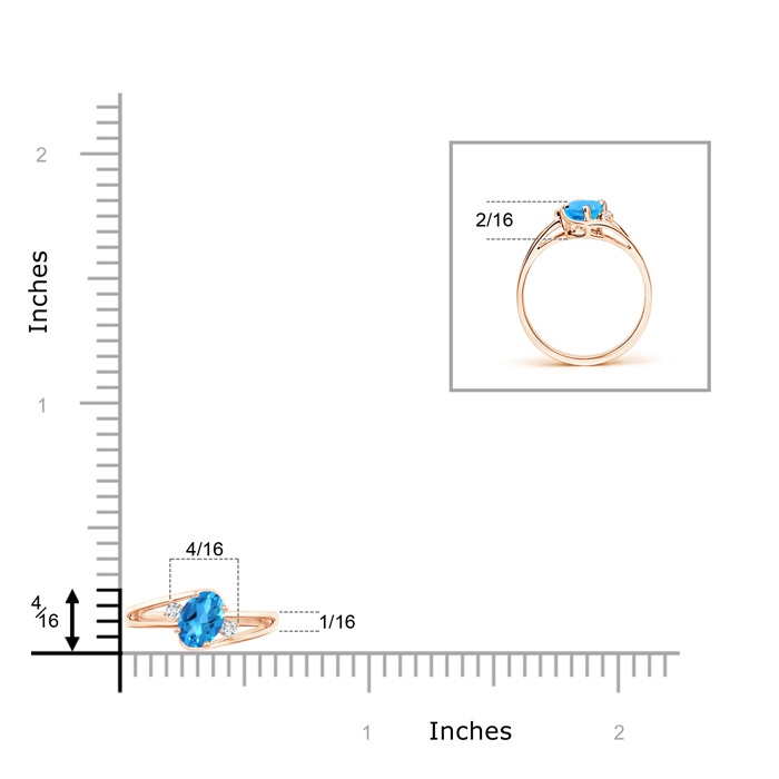 5x3mm AAAA Swiss Blue Topaz and Diamond Split Shank Ring in 9K Rose Gold product image