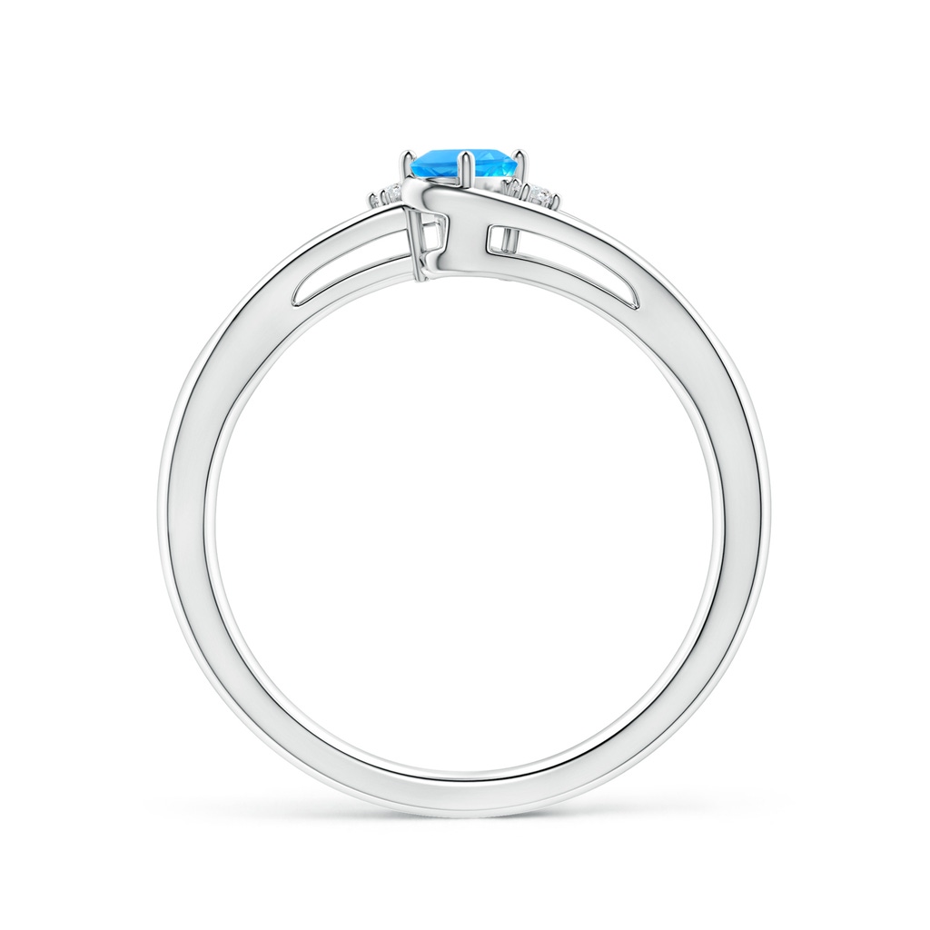 5x3mm AAAA Swiss Blue Topaz and Diamond Split Shank Ring in P950 Platinum - side_1