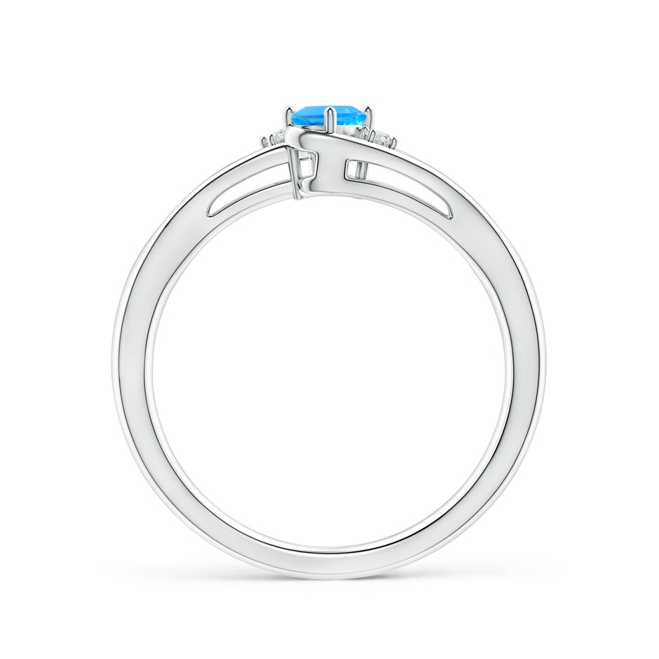 5x3mm AAAA Swiss Blue Topaz and Diamond Split Shank Ring in P950 Platinum side-1
