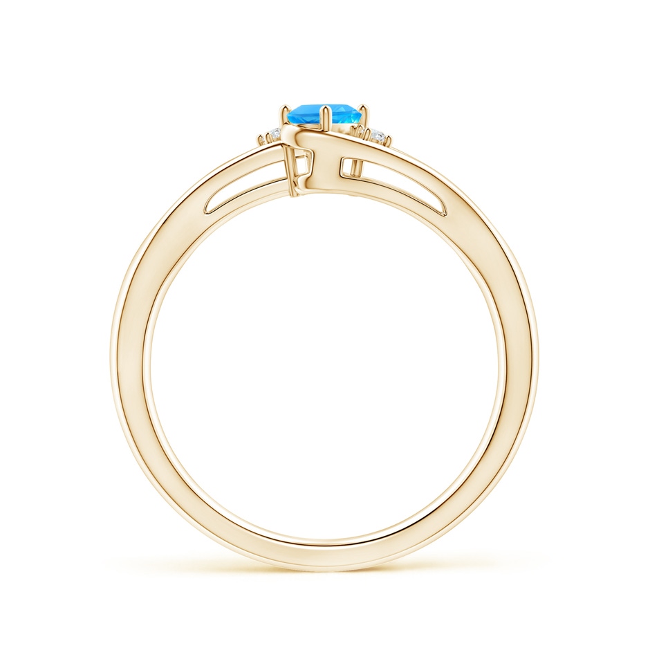 5x3mm AAAA Swiss Blue Topaz and Diamond Split Shank Ring in Yellow Gold side-1