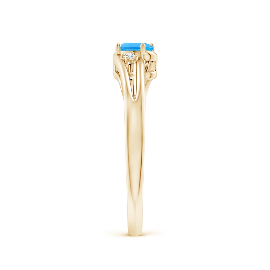 5x3mm AAAA Swiss Blue Topaz and Diamond Split Shank Ring in Yellow Gold side-2