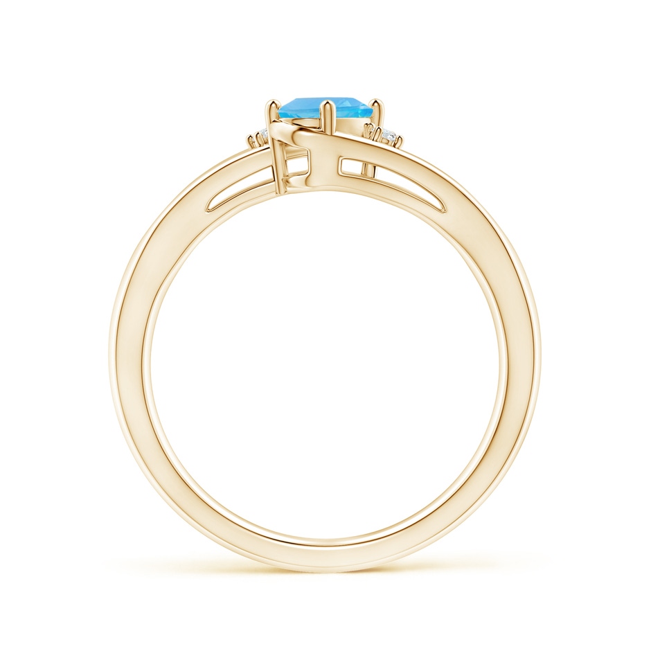 6x4mm AA Swiss Blue Topaz and Diamond Split Shank Ring in Yellow Gold side-1