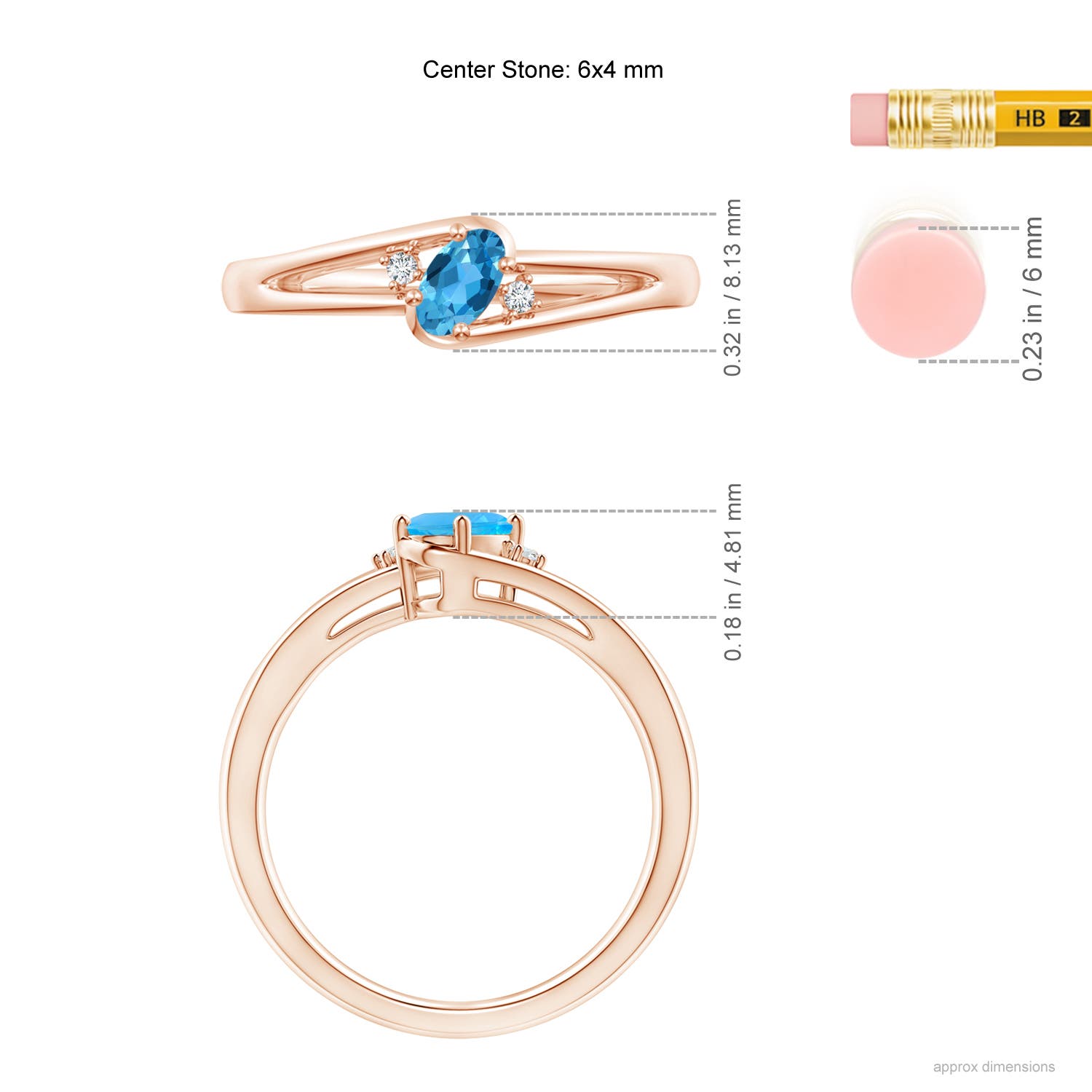 AAA - Swiss Blue Topaz / 0.56 CT / 14 KT Rose Gold