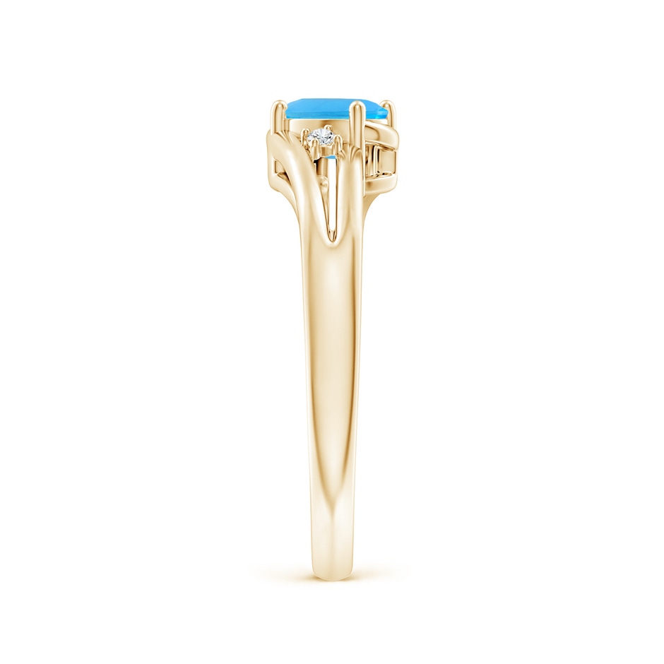 6x4mm AAA Swiss Blue Topaz and Diamond Split Shank Ring in Yellow Gold side-2