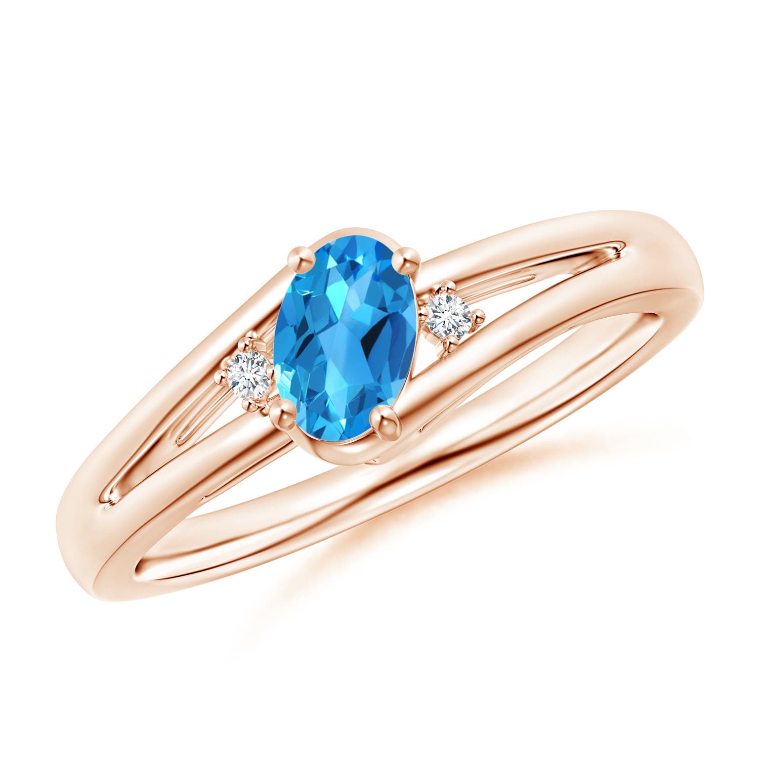 AAAA - Swiss Blue Topaz / 0.56 CT / 14 KT Rose Gold