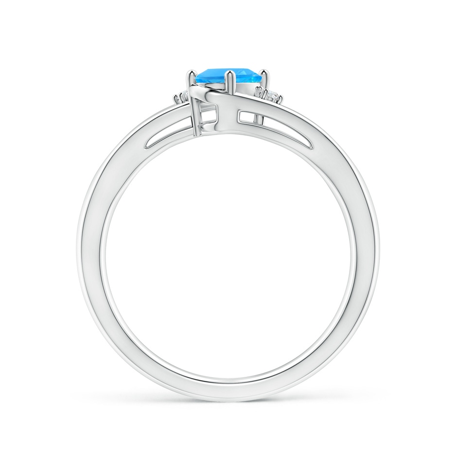 6x4mm AAAA Swiss Blue Topaz and Diamond Split Shank Ring in White Gold side-1