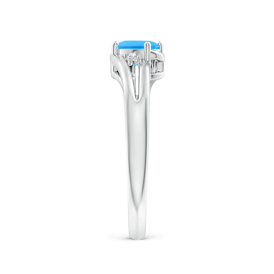 6x4mm AAAA Swiss Blue Topaz and Diamond Split Shank Ring in White Gold side-2