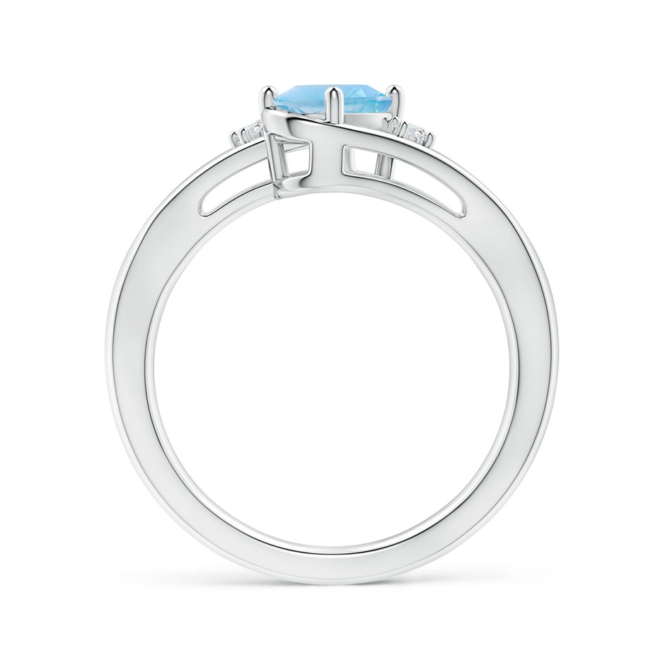 7x5mm A Swiss Blue Topaz and Diamond Split Shank Ring in P950 Platinum side-1