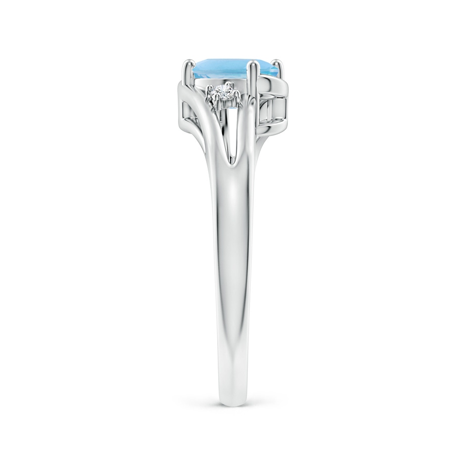 7x5mm A Swiss Blue Topaz and Diamond Split Shank Ring in P950 Platinum side-2