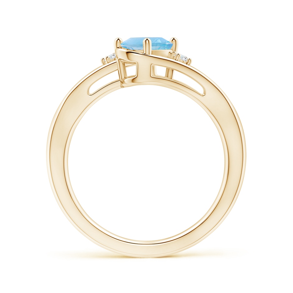 7x5mm A Swiss Blue Topaz and Diamond Split Shank Ring in Yellow Gold side-1