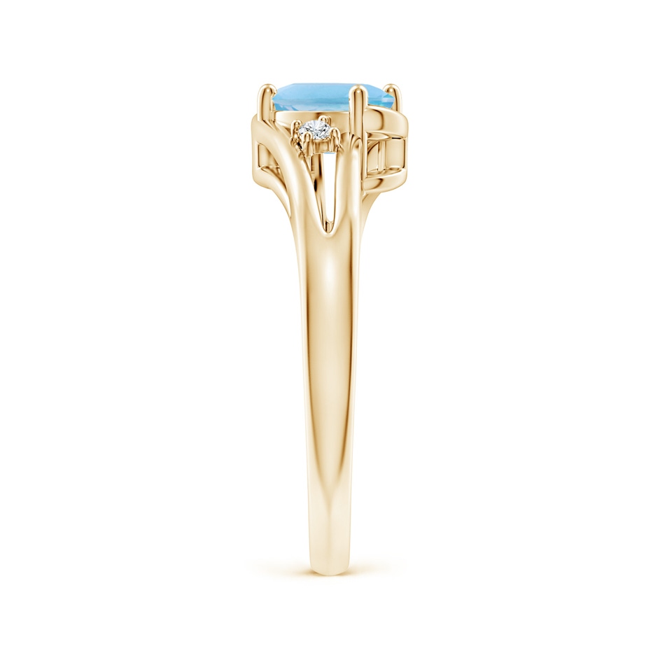 7x5mm A Swiss Blue Topaz and Diamond Split Shank Ring in Yellow Gold side-2
