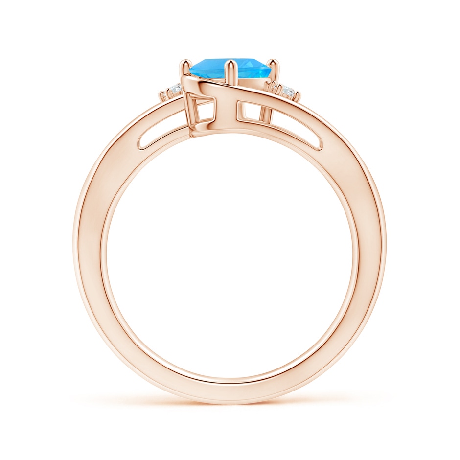 7x5mm AAA Swiss Blue Topaz and Diamond Split Shank Ring in Rose Gold side-1