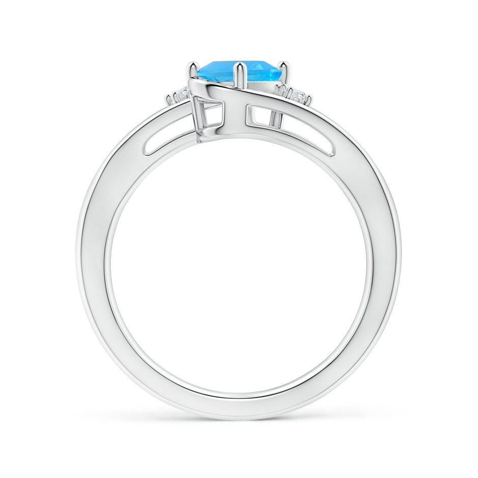 7x5mm AAA Swiss Blue Topaz and Diamond Split Shank Ring in White Gold side-1